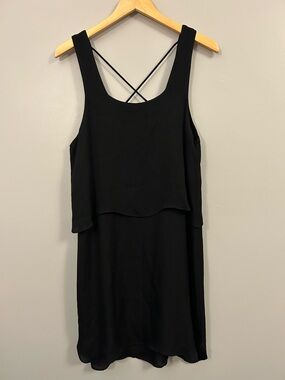 Black Layered Sleeveless Dress with Crisscross Back Medium Layered